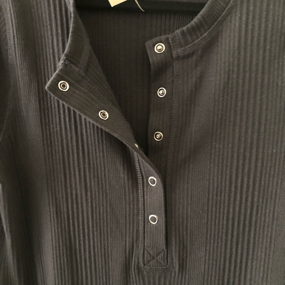 Sweaty Betty Ribbed Knit Henley Midi Black Dress 12 - Picture 11 of 12